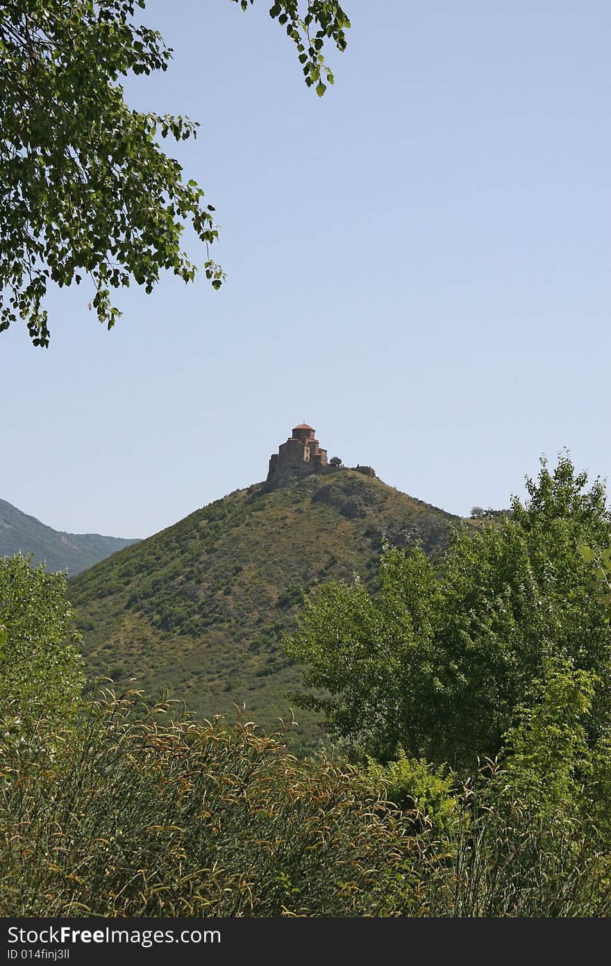 Gvari monastery on mountain(Georgia, Mzheta)