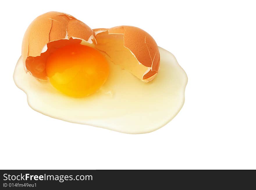 Broken egg isolated on white background