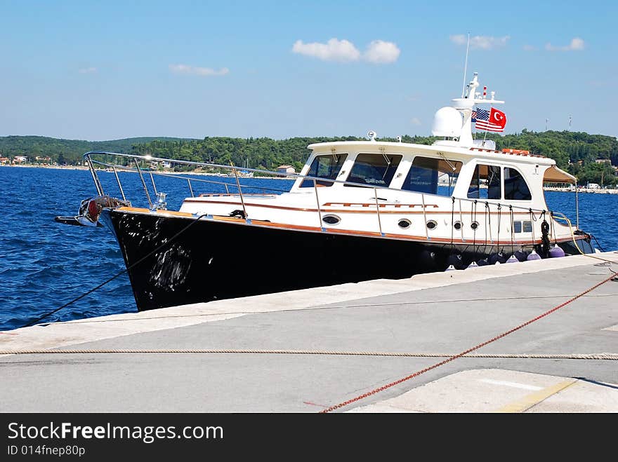 Luxury yacht anchored at Rovinj, Croatia