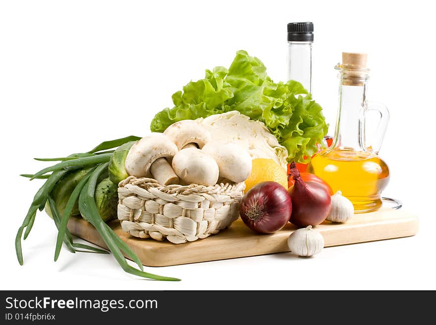 Fresh vegetables isolated on a white background.