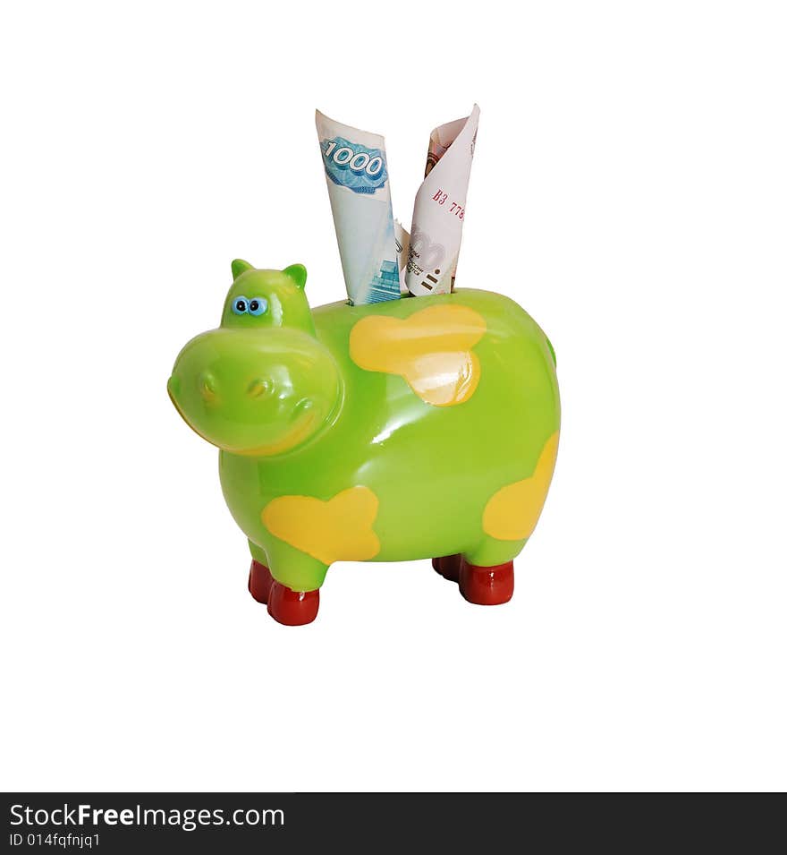 A cow moneybox with bonds