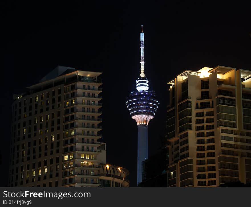 Kuala Lumpur tower with black background