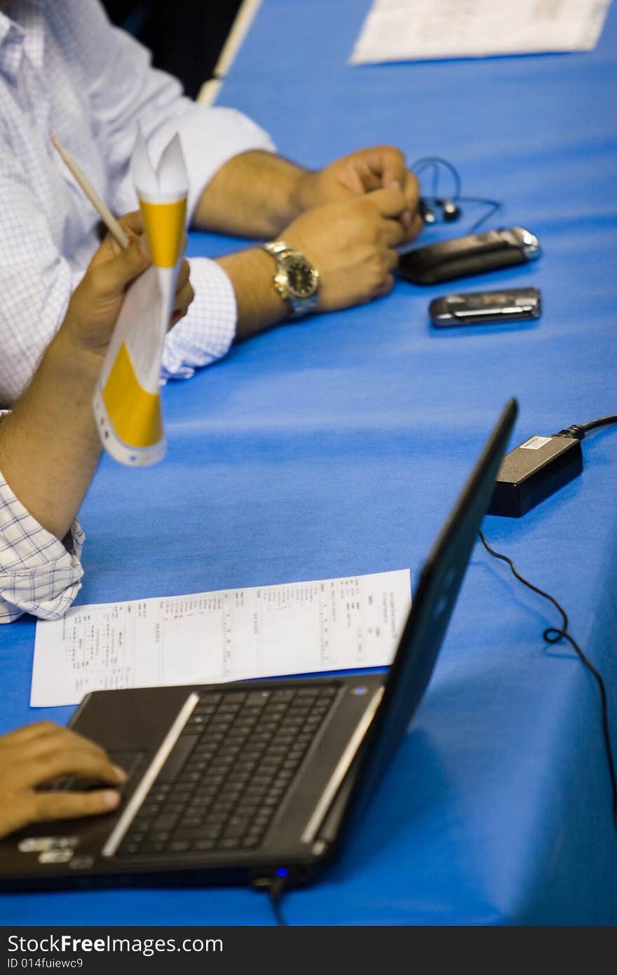 A typical press room in sport club