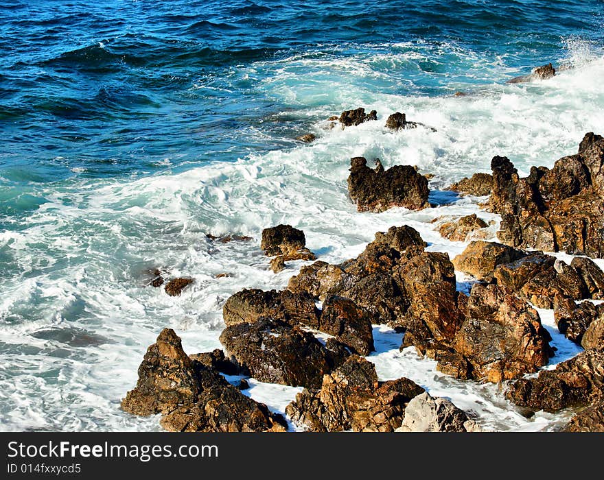 Sea surf of the mediterranean coast