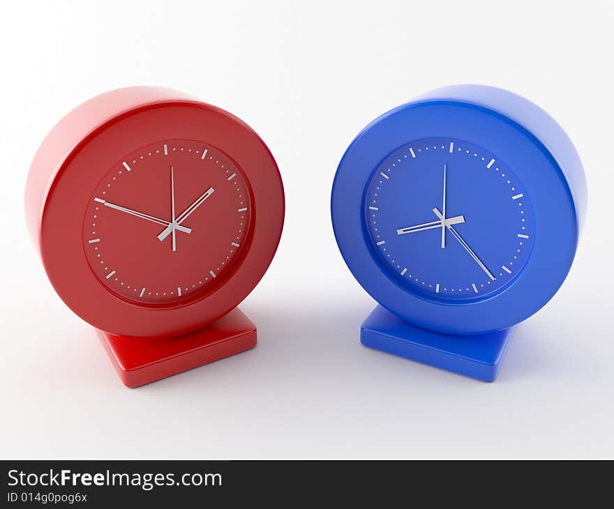 Two clocks with differend time, rendered in Vray 1.50SP2