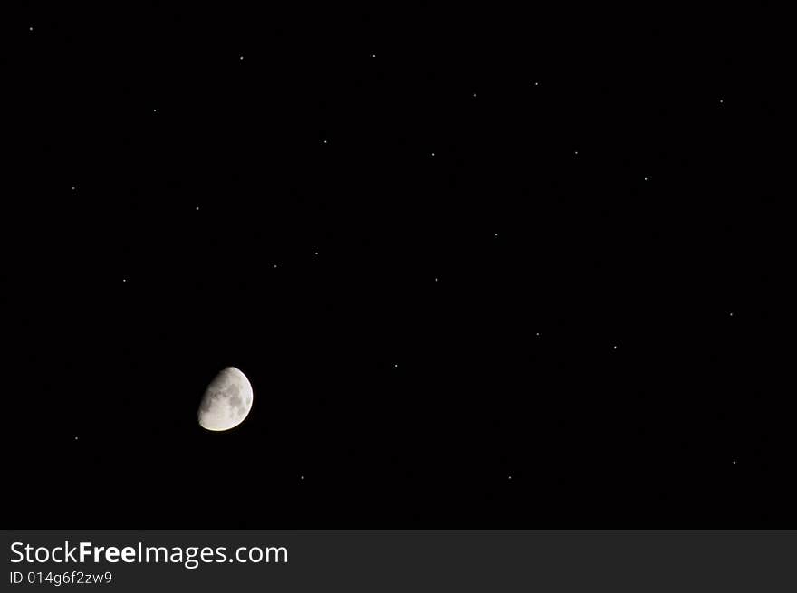 Side of moon at night sky