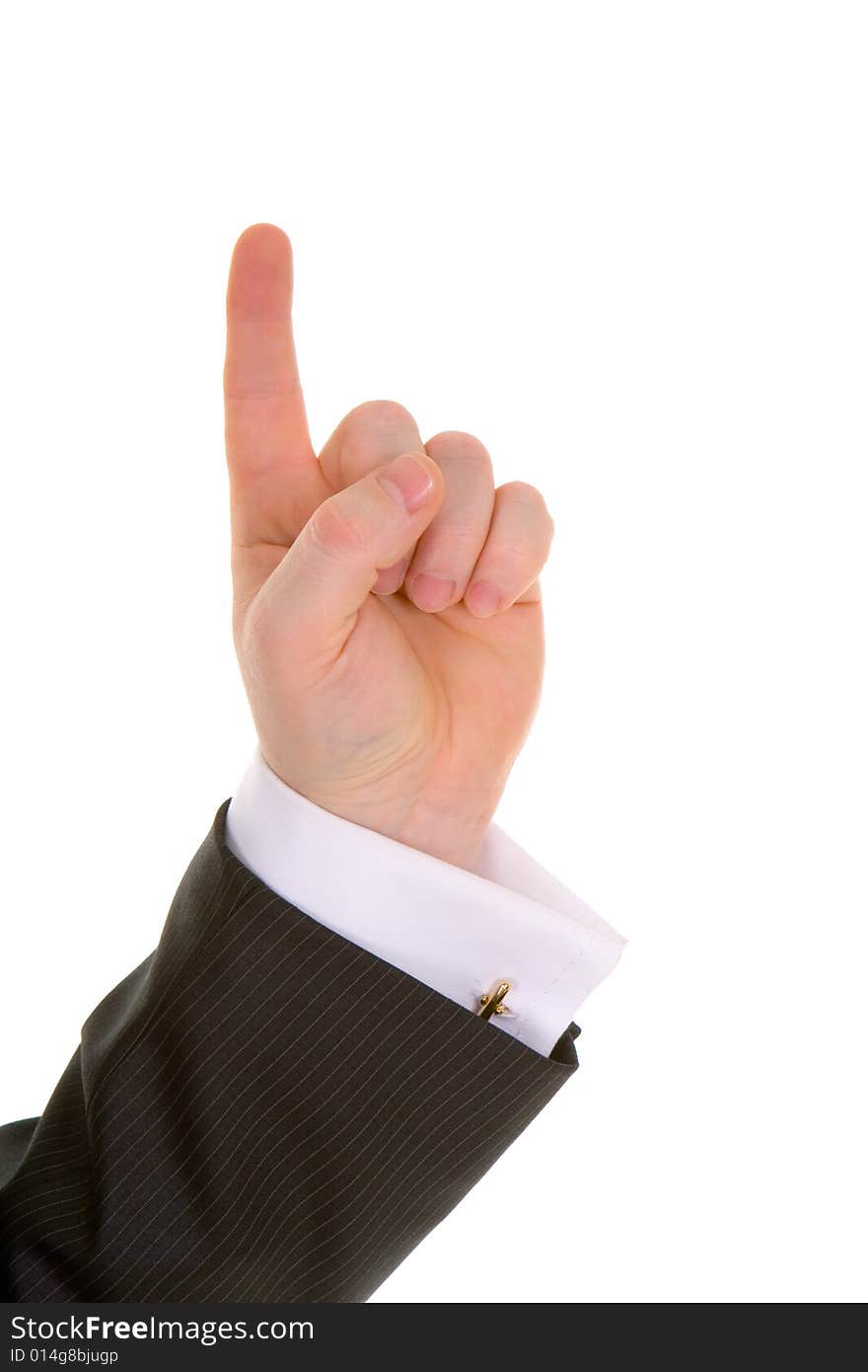 Male hand gesture isolated in white background