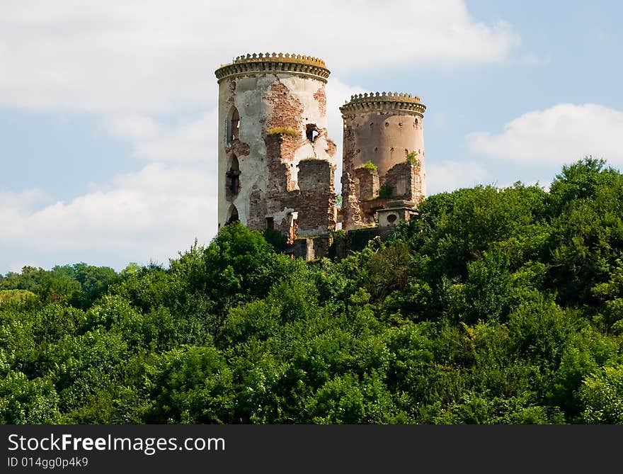 Old castle in ruins in Ukraine