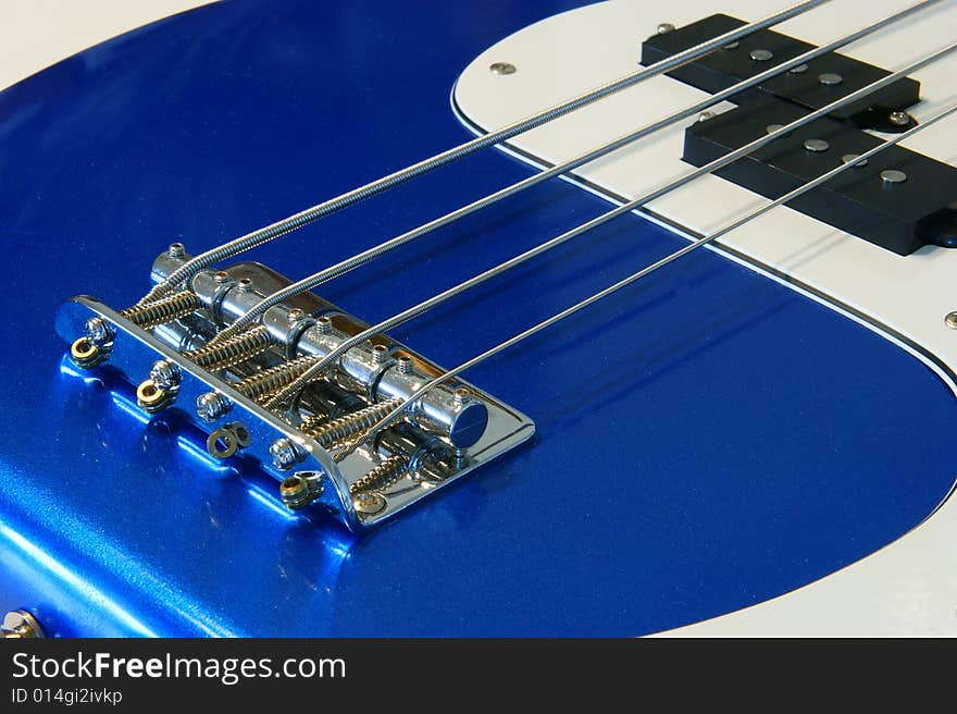 A closeup of an electric blue bass