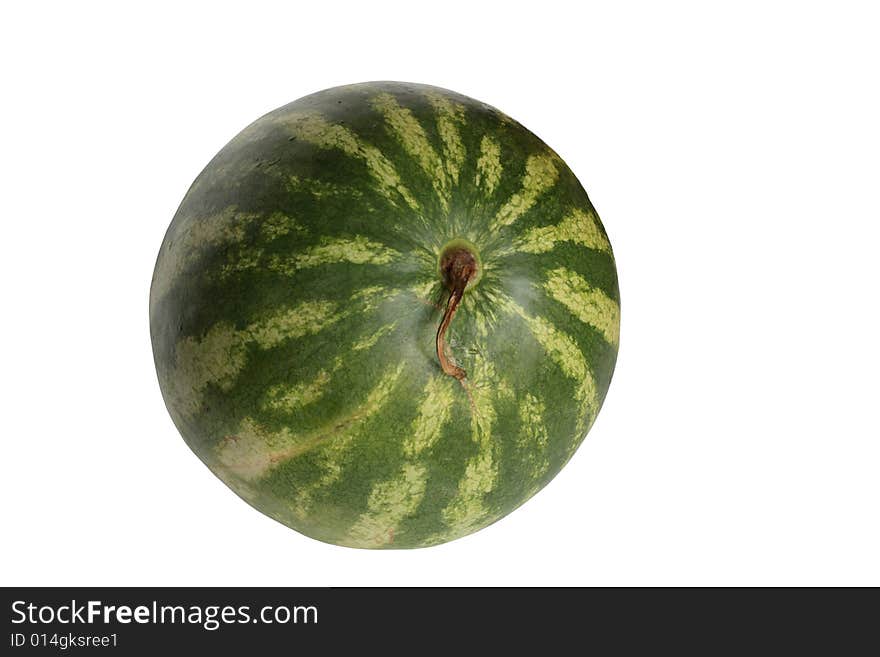 Fresh green watermelon lying on white background