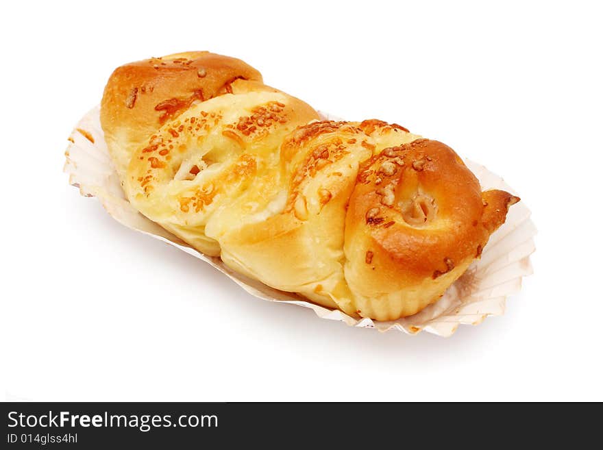 A chicken ham bread isolated on white background.