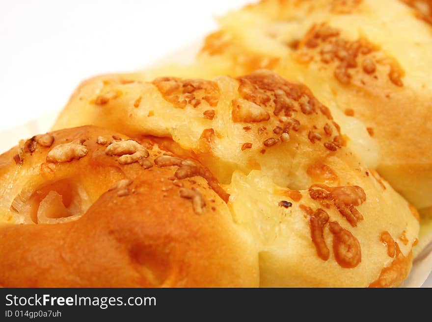 Close up of chicken ham bread as food background.