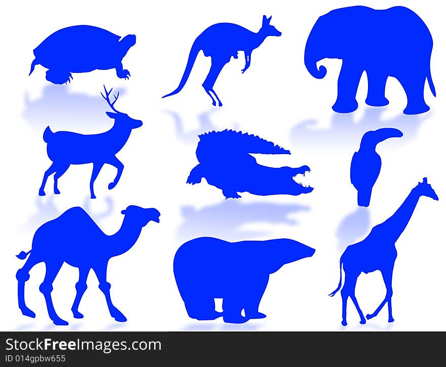 Wild animals silhouette to represent wildlife