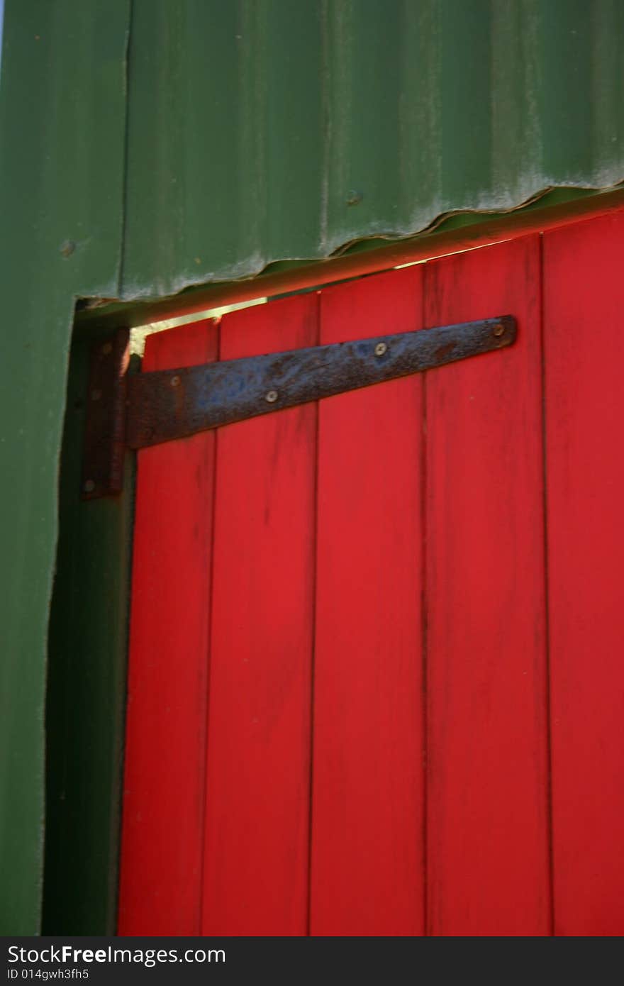 Red door, green frams