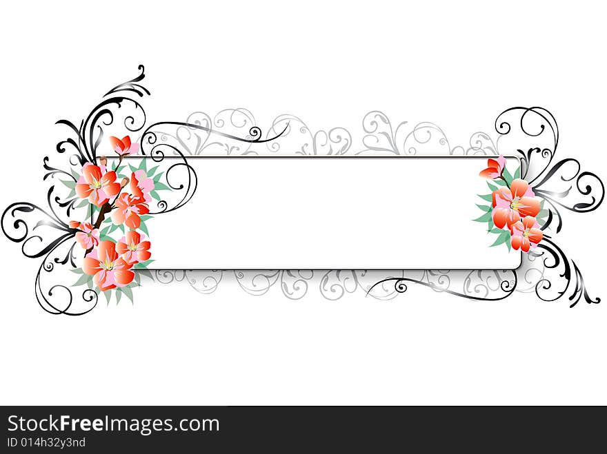 Drawing a florals border on the white background. Drawing a florals border on the white background