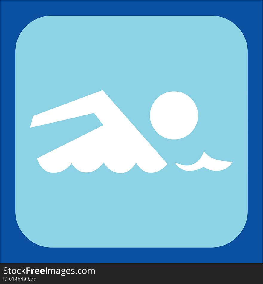 To float in the sea on a blue white background