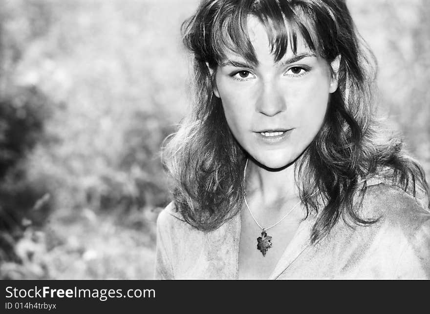 Bw portrait of attractive girl