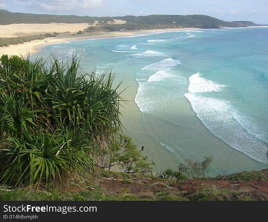 Overlooking beach and ocean at Fraser island. Overlooking beach and ocean at Fraser island