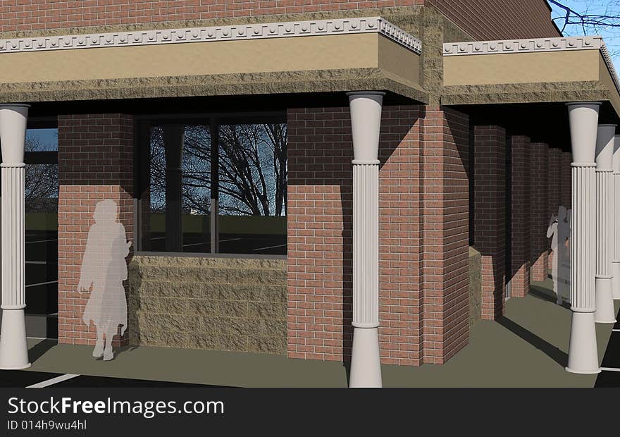 3d computer generated rendering of a retail center