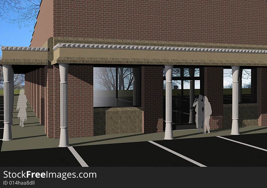 3d computer generated rendering of a retail center