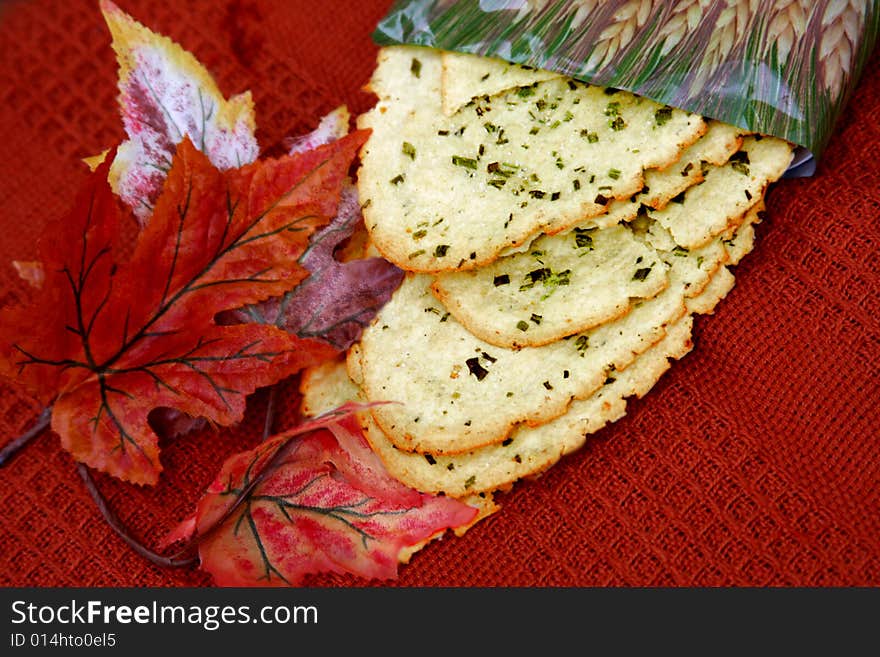 Freshly baked flat bread with roasted garlic and chives