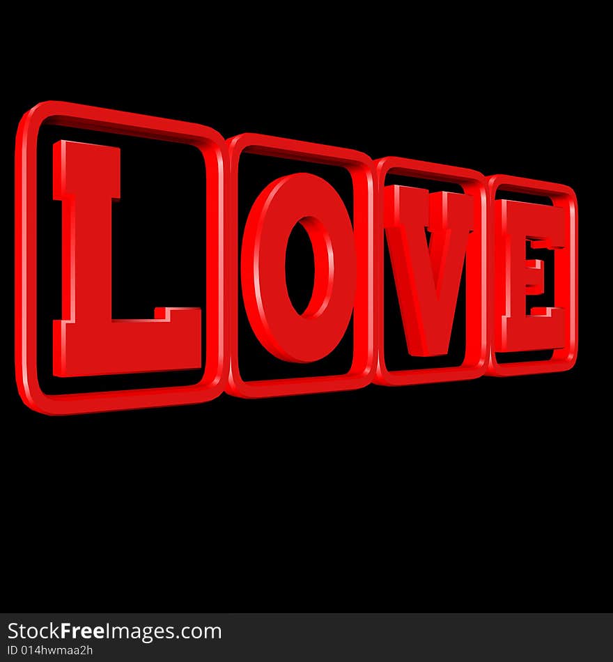 3D Red LOVE Message Outline. 3D Red LOVE Message Outline