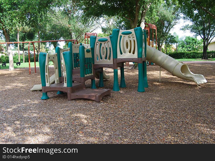 A empty plastic playground at liberty park in Plantation Florida. A empty plastic playground at liberty park in Plantation Florida