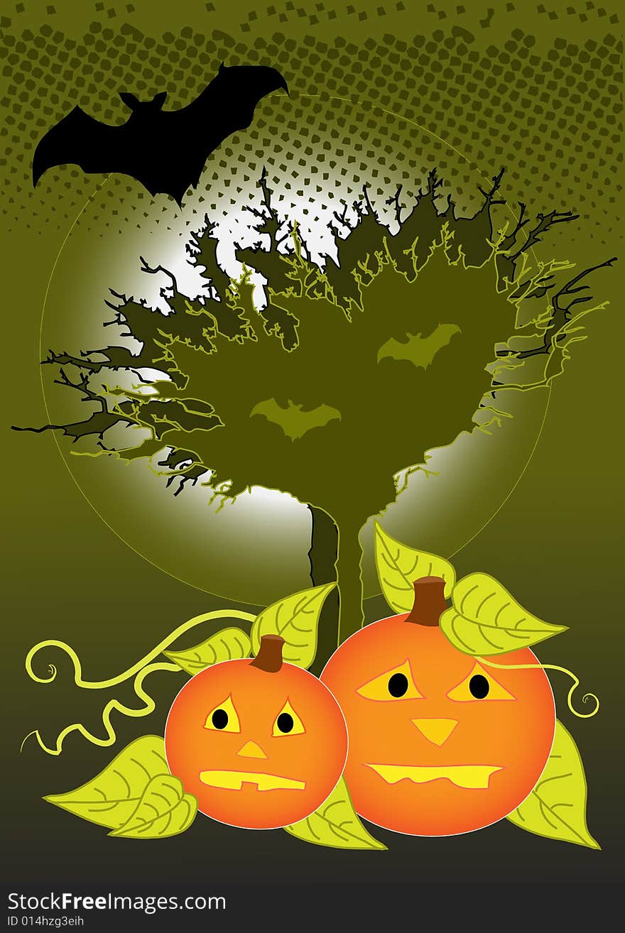 Halloween design with orange pumpkins