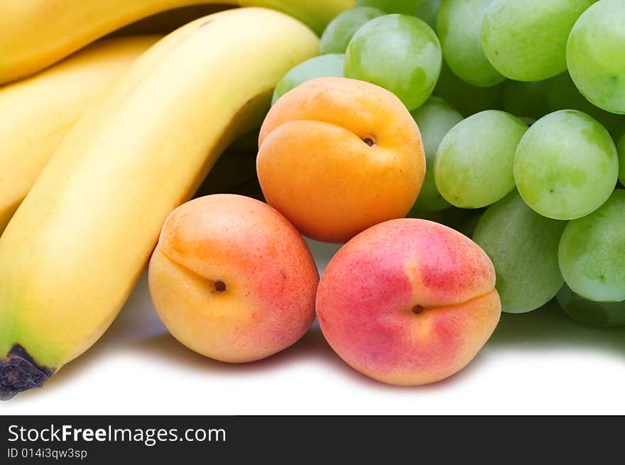 Fresh fruits on white background