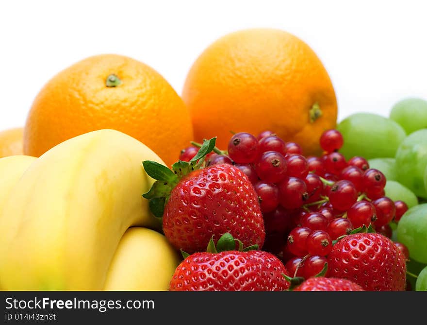 Fresh fruits on white background