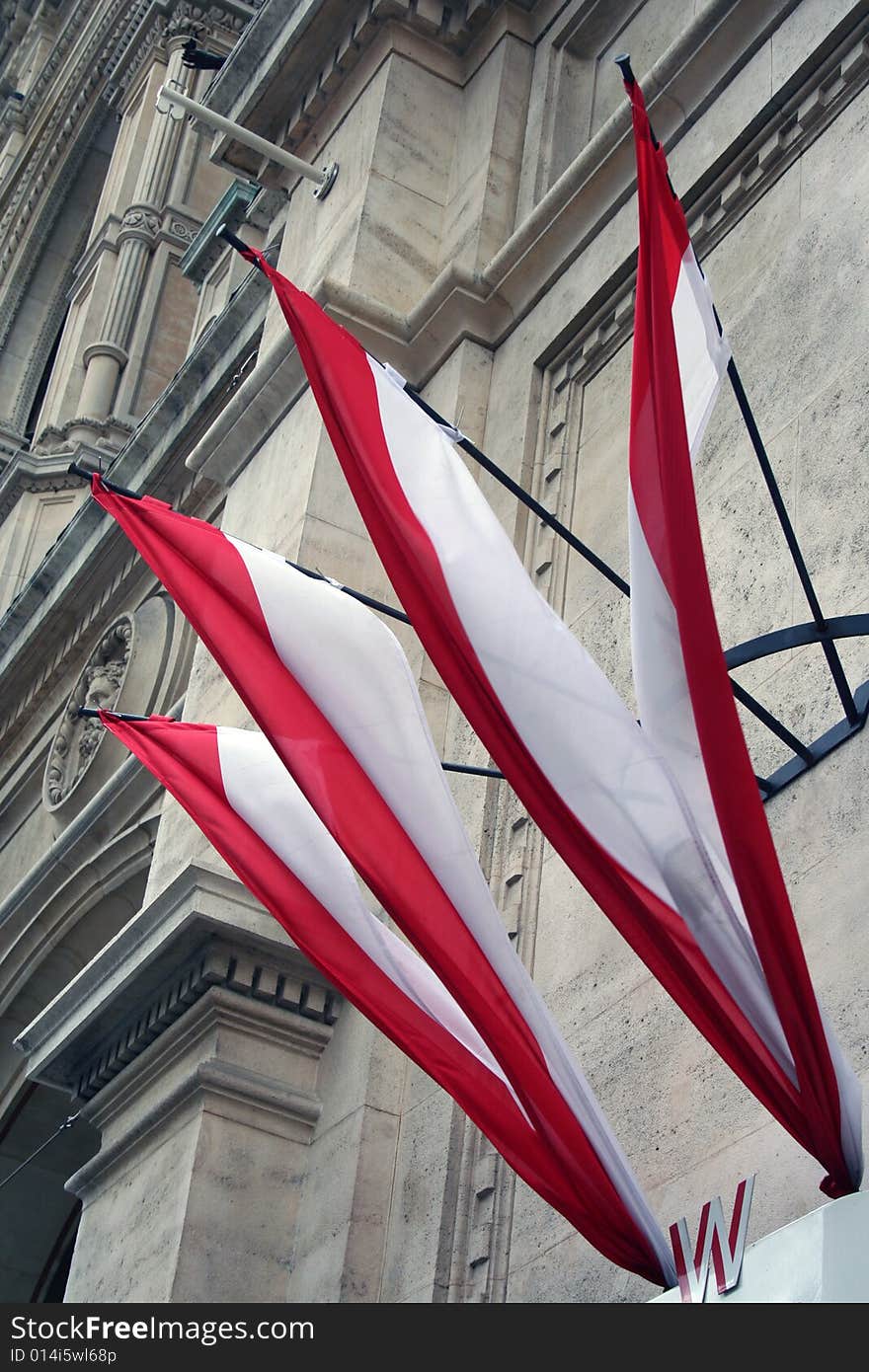 Flags on important buildings in Vienna. Flags on important buildings in Vienna