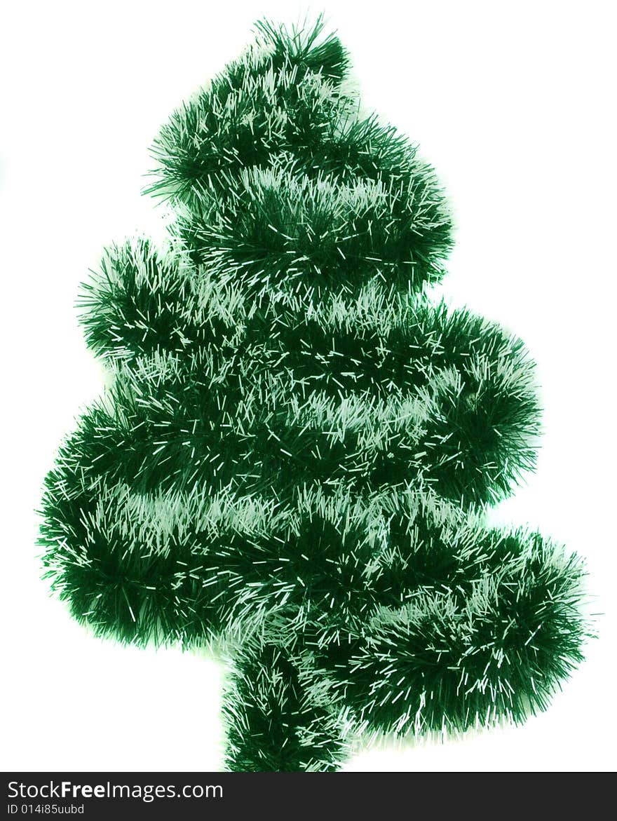 New Year tree from a tinsel of green colour.