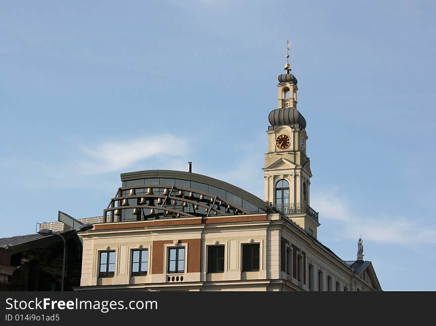 Clocks at tower in Riga oldtown