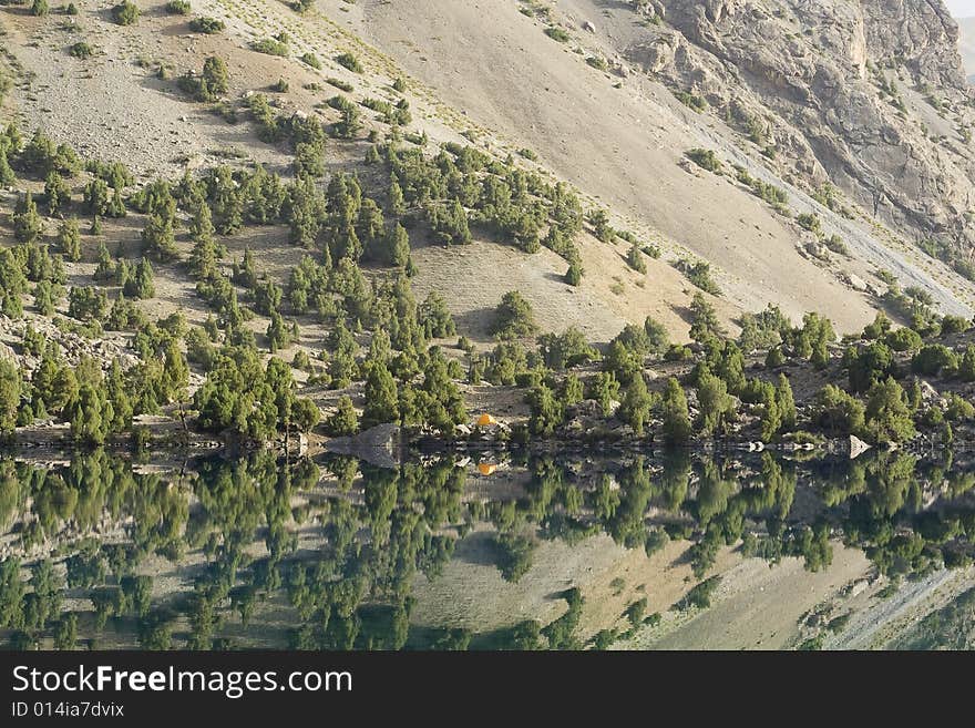 Mountain Camp Near The Lake