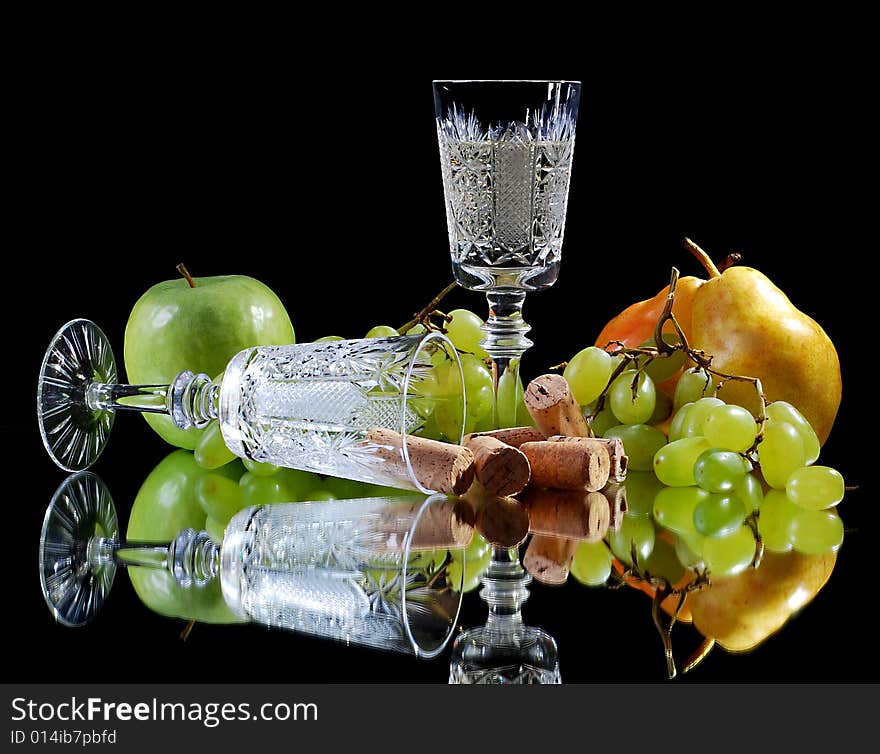 White wine with fresh fruits