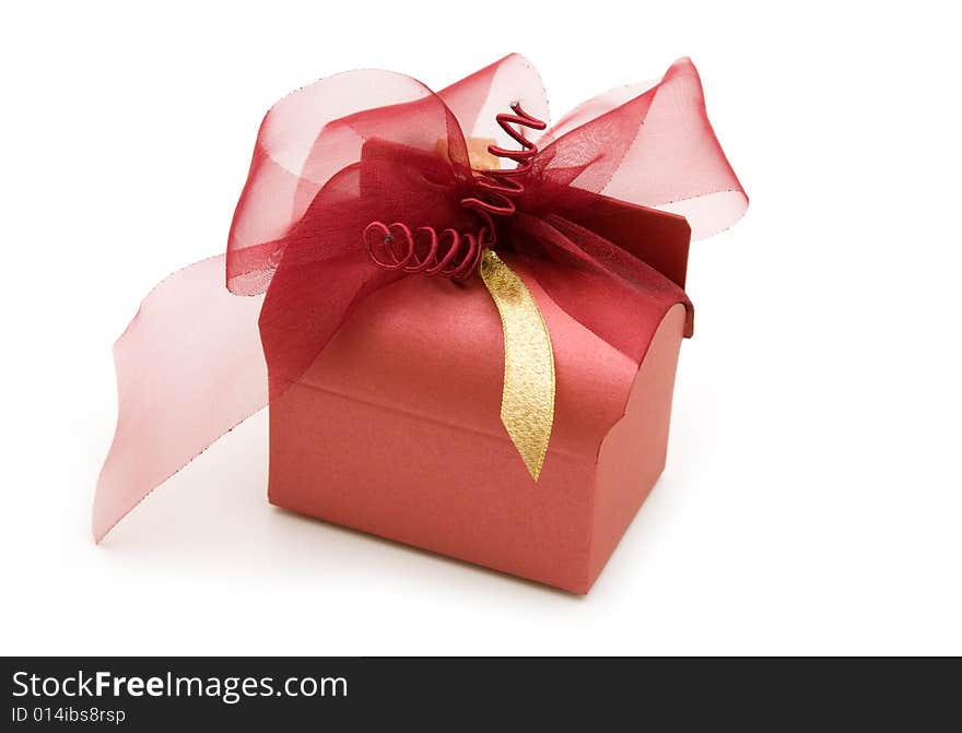 One  fancy gift box on white background