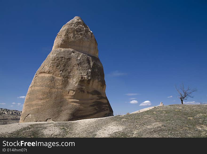 Strange and amazing stone formations in Cappadocia, Turkey