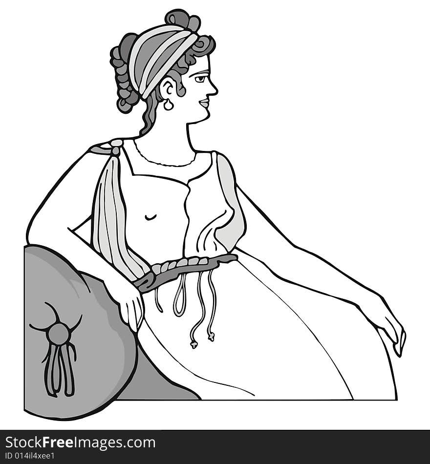 Art illustration of a typical greek woman from old times