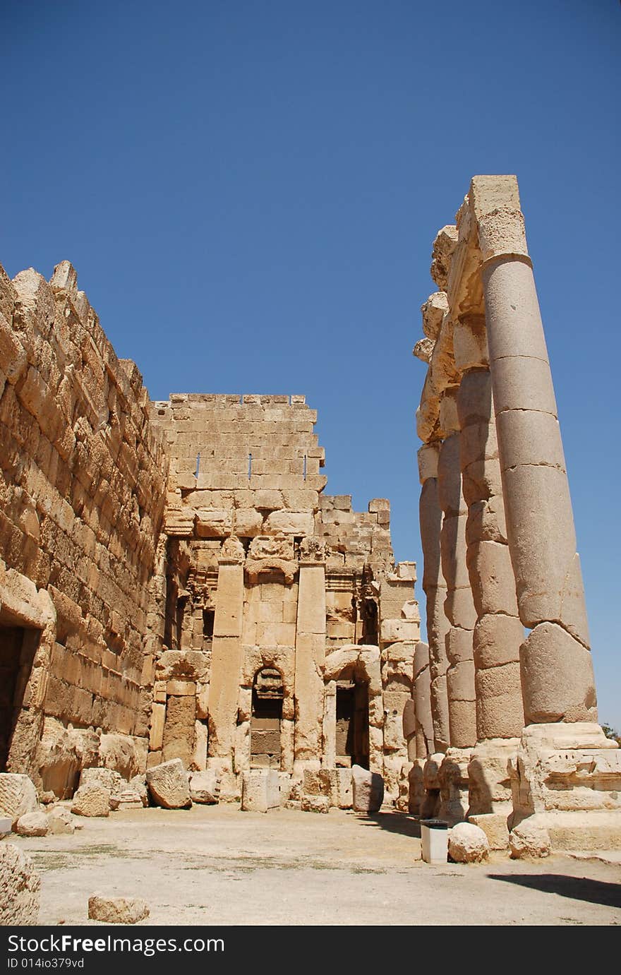 Roman ruins bacchus temple in lebanon