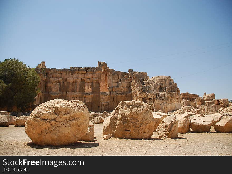 Roman ruins bacchus temple in lebanon