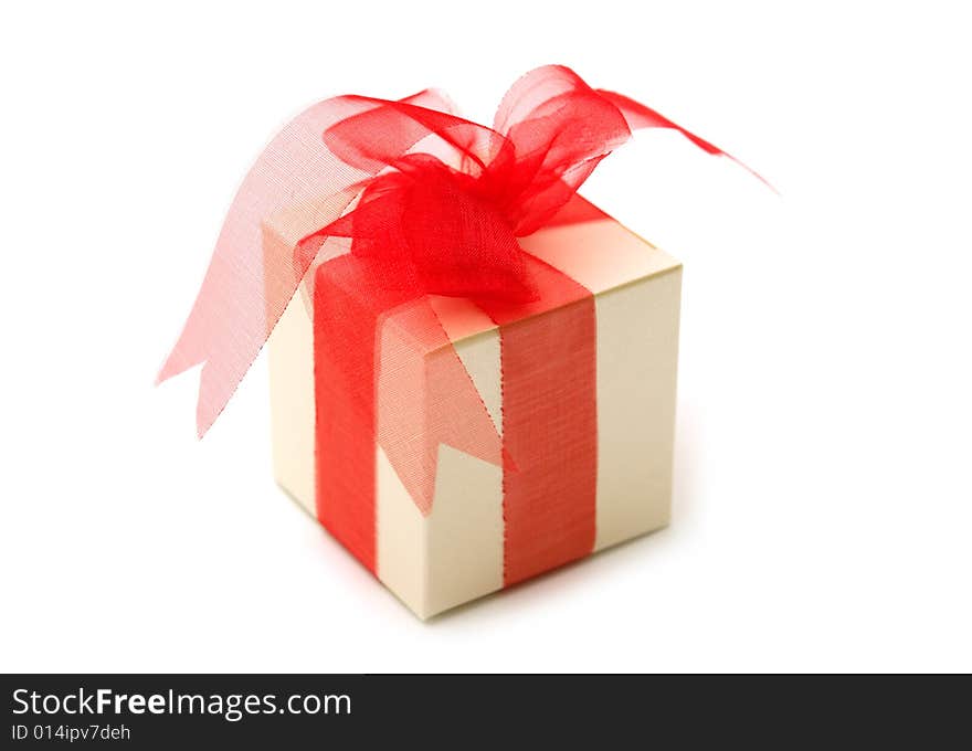 One  fancy gift box on white background