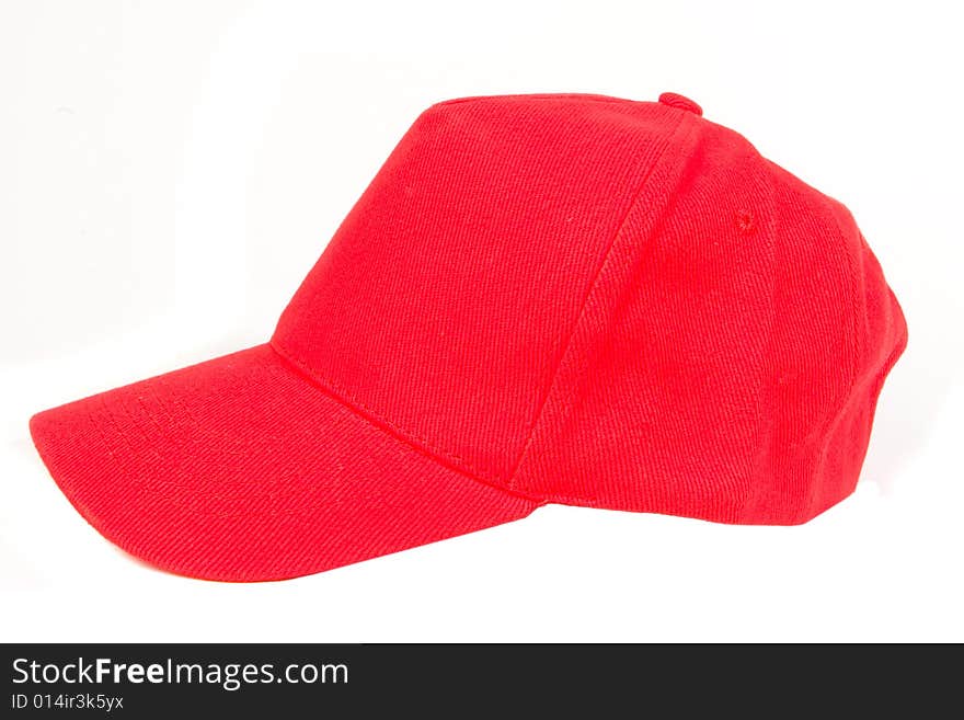 Red Baseball Cap on white ground