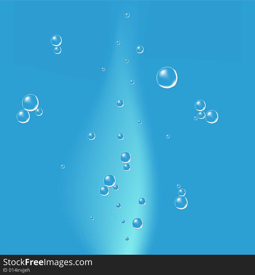 Blue water with bubbles, vector illustration