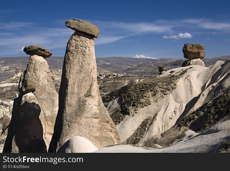 Strange and amazing stone formations in Cappadocia, Turkey