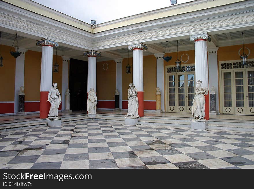 Achilleon Palace statues Corfu Island Greece