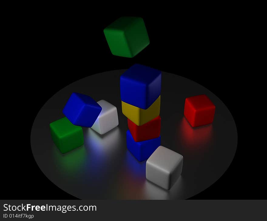 The three-dimensional image of children's cubes. The three-dimensional image of children's cubes