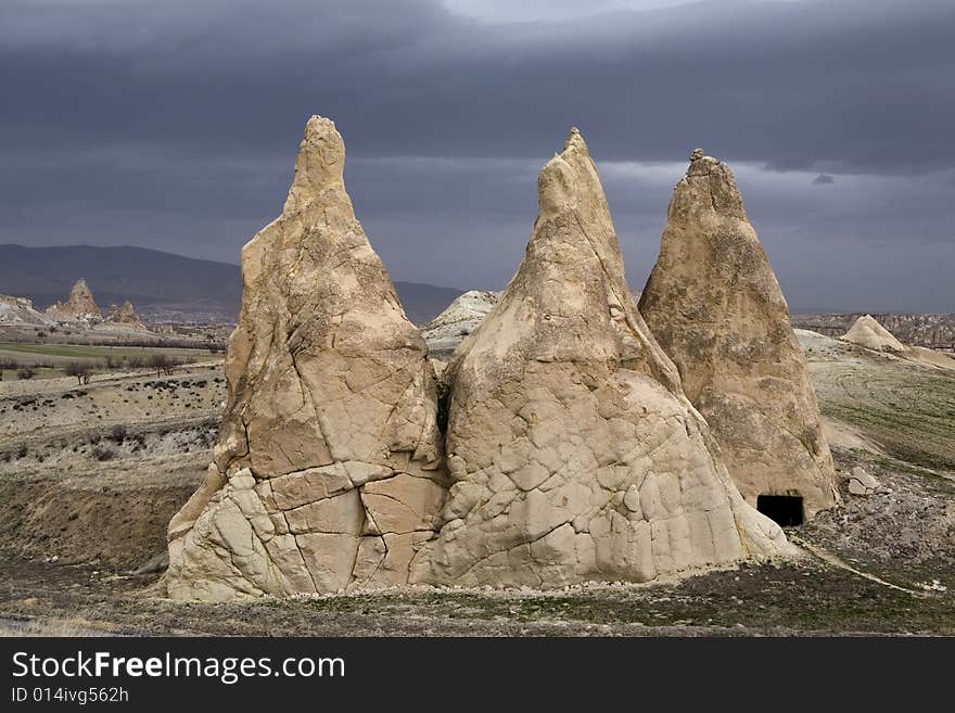 Strange and amazing stone formations in Cappadocia, Turkey