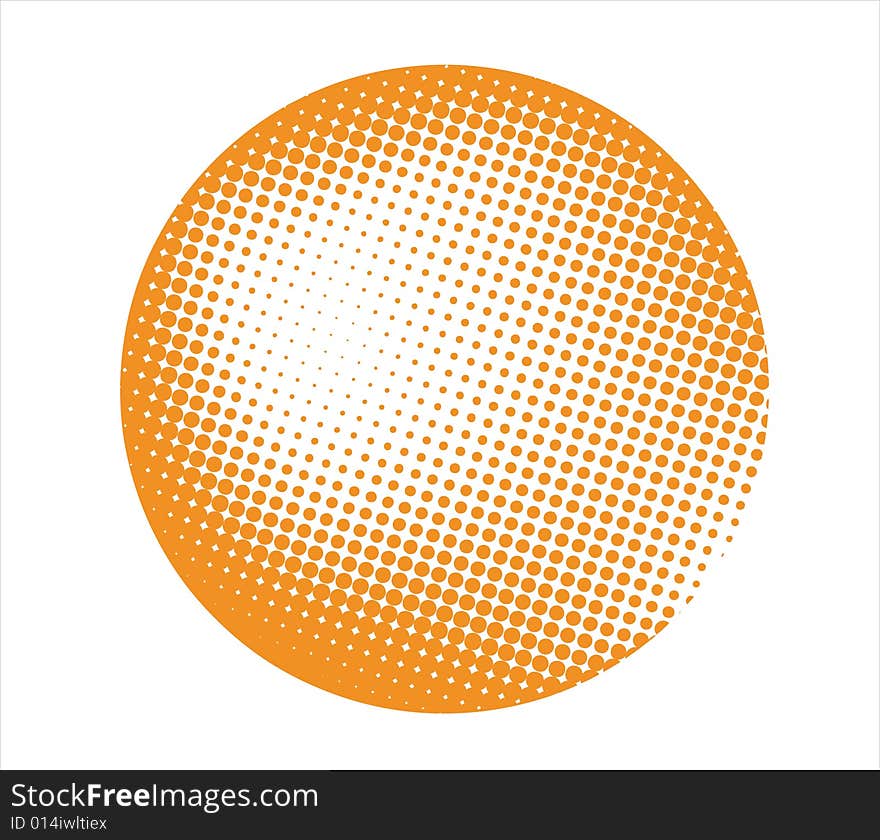 Illustration of background with orange halftone bubble