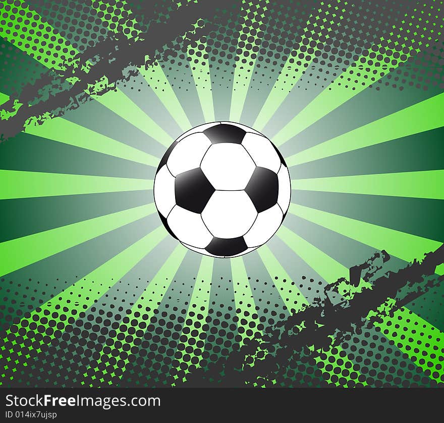 Illustration of background with football and sunburst and halftone