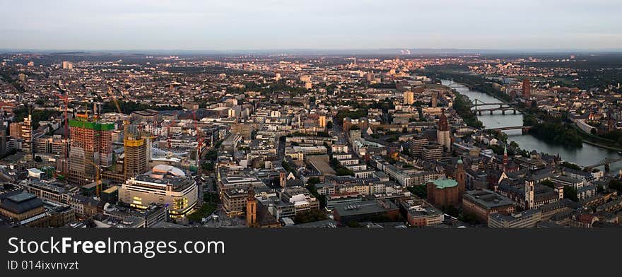 Wide High Resolution Panorama of Downtown Frankfurt. Wide High Resolution Panorama of Downtown Frankfurt